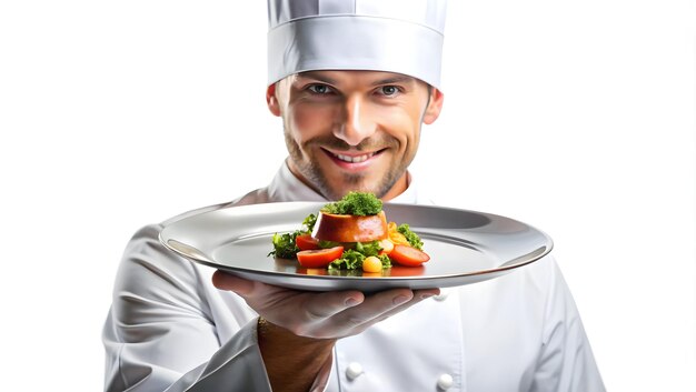 Kucharz z talerzem potrawy